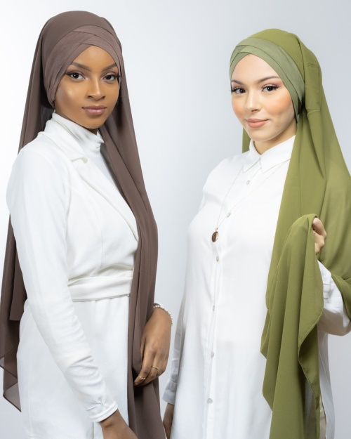 Hijab à enfiler avec bonnet intégré 