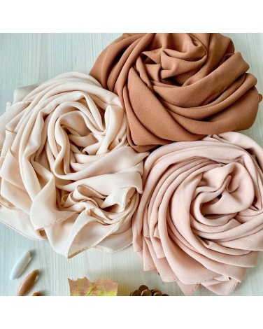 Hijab mousseline de soie nude