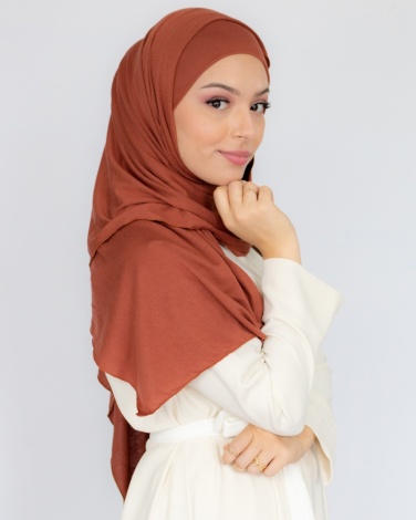 Hijab à enfiler jersey Brique 2