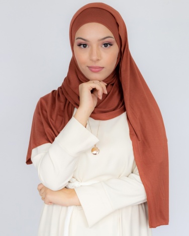Hijab à enfiler jersey Brique 4