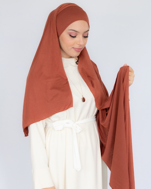 Hijab à enfiler jersey Brique 1