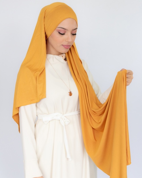 Hijab à enfiler jersey jaune 1
