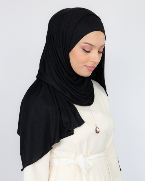Hijab à enfiler jersey noir 2