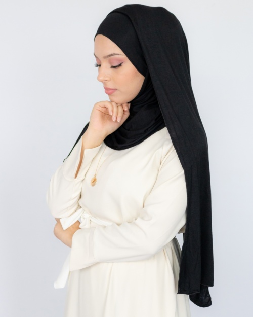 Hijab à enfiler jersey noir 3