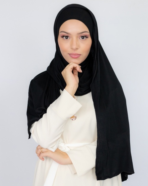 Hijab à enfiler jersey noir 4