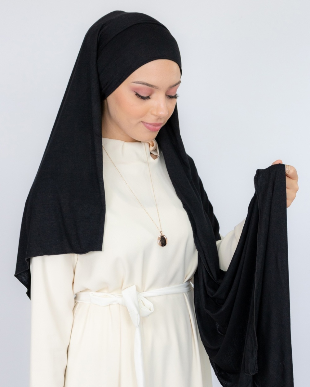 Hijab à enfiler jersey noir 1