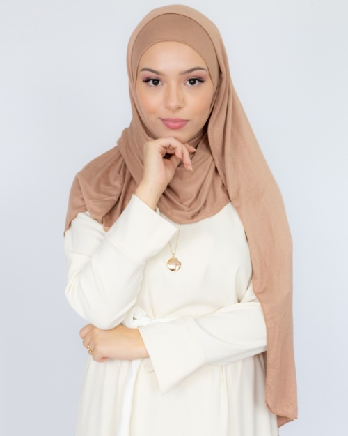 Hijab à enfiler jersey nude 3