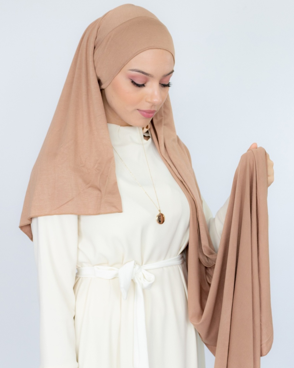 Hijab à enfiler jersey nude 1