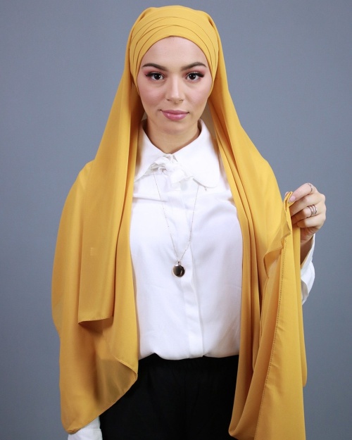 Hijab à enfiler entièrement Mousseline ivoire