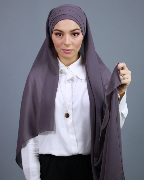 Hijab à enfiler entièrement Mousseline mauve