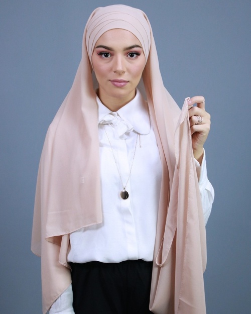 Hijab à enfiler entièrement Mousseline nude