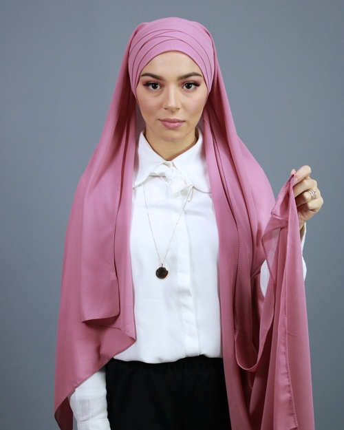 Hijab à enfiler entièrement Mousseline  magenta