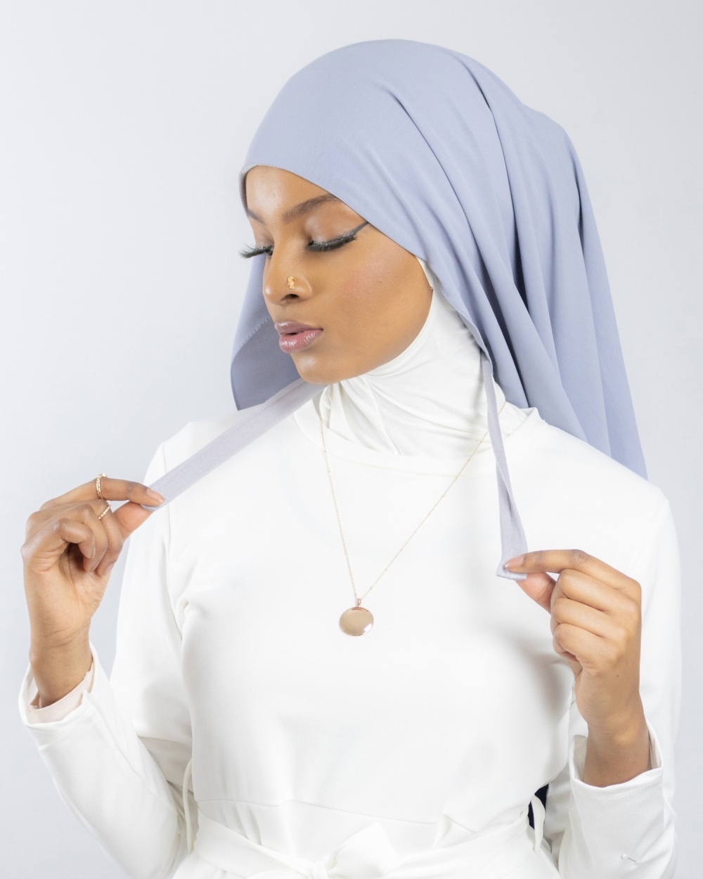 Hijab à enfiler en soie de médine Gaufré