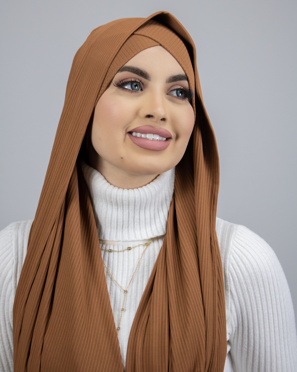 Ribbed Jersey Hijab-White